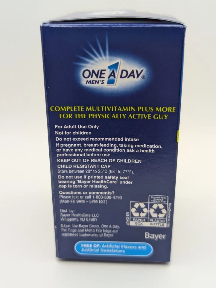 Tabletas multivitamínicas Pro Edge de 50 quilates, multivitaminas para hombres 01/2027 Foto 4 de 4