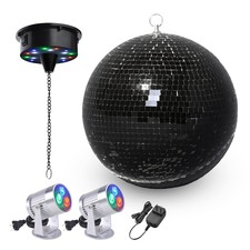 Yescom 12" Large Disco Ball with Motor and Light Rotator  2PCS Spotlights Black