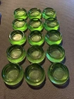 Vintage Set of 15 Green Uranium Glass Furniture Coasters Anchor Hocking 2-1/2”