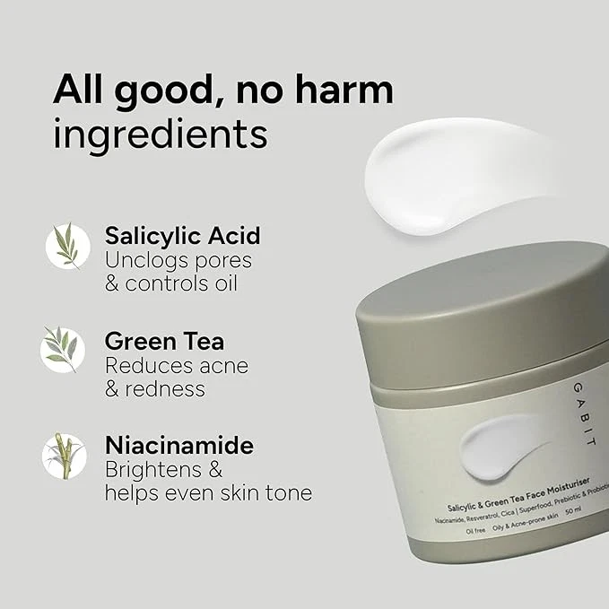 Gabit Salicylic Acid & Green Tea Face Moisturiser For Acne, Blackheads & Open Po - Image 4 of 4