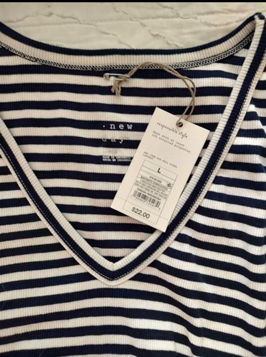 A New Day Women's Navy White Striped Sleeveless Tank Midi Dress Size L - 第 2/2 張圖片