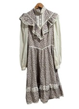 Vintage Gunne Sax Jessica McClintock Prairie Floral Lace Dress Cottagecore