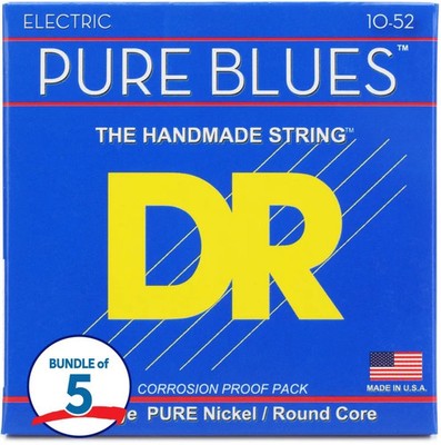 DR Strings PHR-10/52 Pure Blues Pure Nickel Electric Guitar Strings - .010-.052