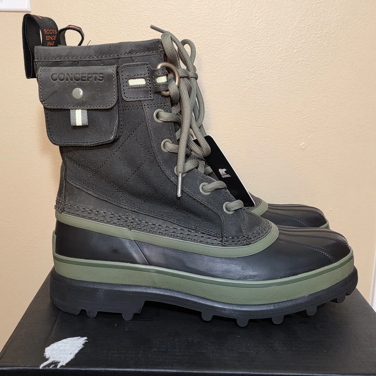 Size 9 Sorel Men\'s Green Lace-Up Lined Fleece Snow Boots US 9 EU 42 UK 8 Sorel Men main image 4