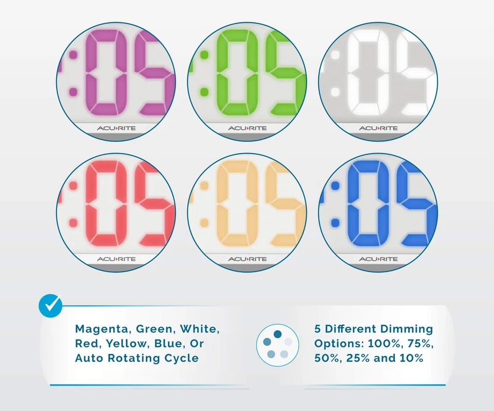 AcuRite 14.5 Gran Tamaño, Reloj LED Multicolor con Temperatura Interior, Día de Foto 2 de 4