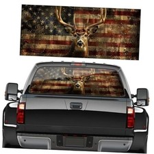 Deer and Flag Pattern Truck Back Window Decals,Rear Window 66 in x 20 in Deer 1