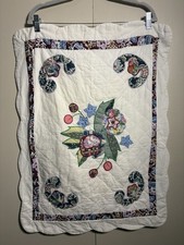 Vintage Handmade Patchwork Pillow Sham Floral Embroidered Standard Cottagecore