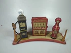 1920s MARX Gas Station Island Gas Pumps Oil Display Rack Toy Incomplete