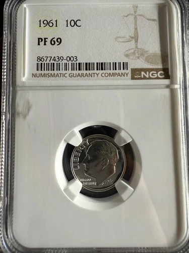 1961 PROOF SILVER DIME PF69 NGC