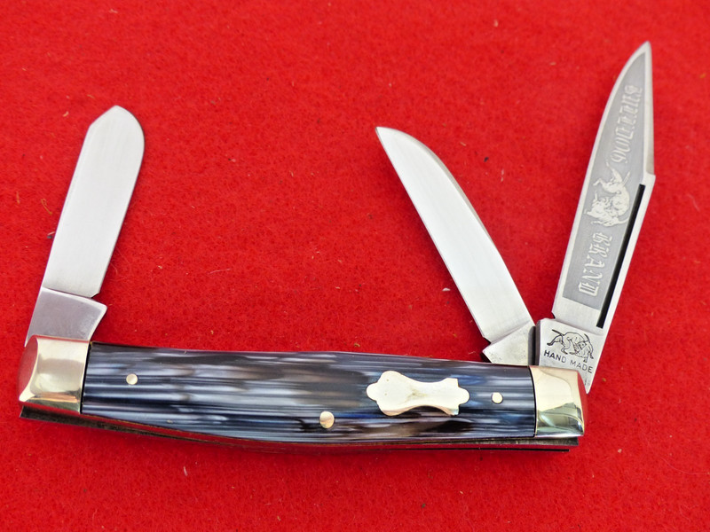 Bulldog Brand Germany PIT BULLS reverse frosted etch mint Stockman Knife