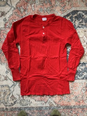 Vintage 60 s Duofold Two Layer Henley Shirt Red Medium