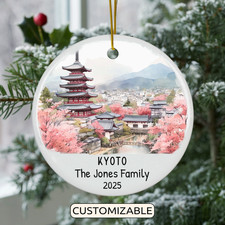 Custom Kyoto Christmas Ornament, Personalized Japan Travel Gift, Couple Gift