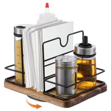 Napkin Holders for Kitchen Table Rotating Wood Vertical Napkin Dispenser That...