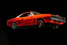 Mattel Hot Wheels ---1969 Dodge Charger Ghost Flames L/E 1:18 Orange Very Rare