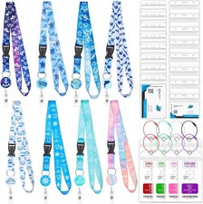 8 Pack Cruise Lanyards Set for Ship Cards, with Retractable Badge Reel Waterproo