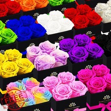 Yellow Preserved Roses in Box Forever Flowers Real Gift for Her Valentine's Day