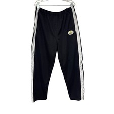 Vtg Adidas Track Pants Tear Away Snap Button Black White Stripe Mens Large