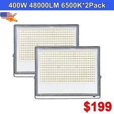 2 Pack 400W Outdoor Security Lights 48000Lms 120Lms/W Exterior Led Flood Light