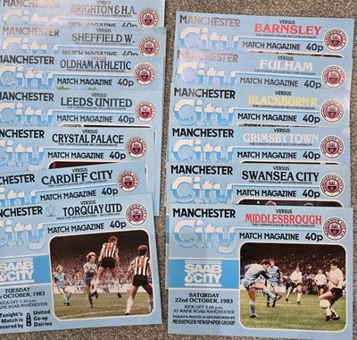 19 x Manchester City 1983/84 Fußball Programme Zeitschriften Maine Road Division 