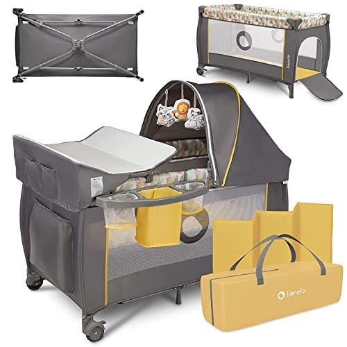 Lionelo Sven Plus lit parapluie 2 en 1 avec table à langer grise