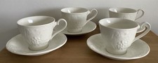 Vintage Set of 4 Burleigh Davenport Strawberry And Grape Leaf Cups & Saucers
