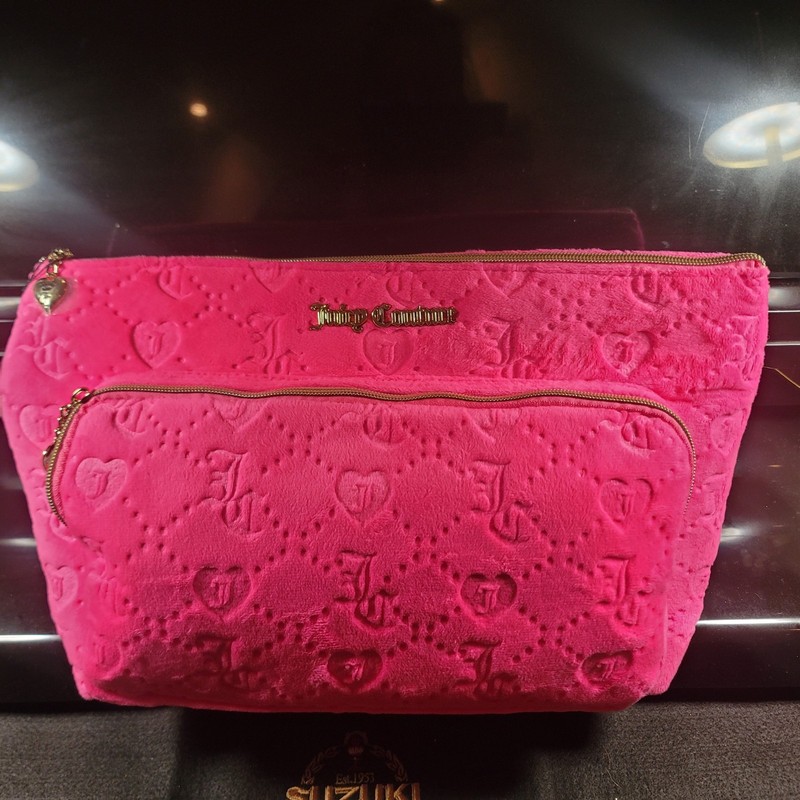 JUICY COUTURE  Pink Velour Cosmetic Bag. Free Item Included. Brand New