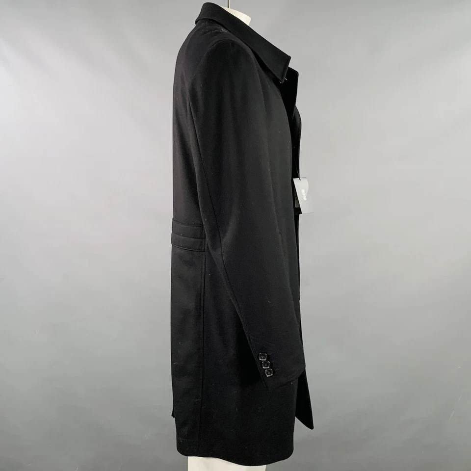 BOSS De HUGO BOSS Talla 46 El Task 3 Abrigo Negro Mezcla De Lana Virgen - Imagen 2 de 4