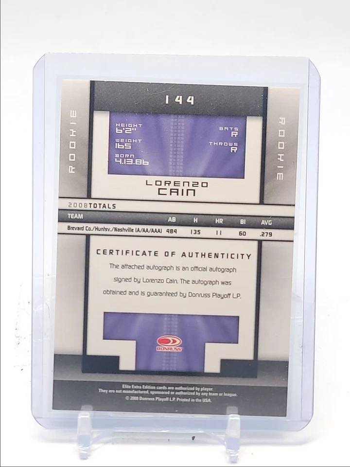 LORENZO CAIN 2008 DONRUSS ELITE EXTRA EDITION ROOKIE RC AUTO /817 Q5668 - Image 2 of 2