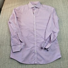 Charles Tyrwhitt Shirt Mens 16 34/35 Purple Gingham Extra Slim Fit Non Iron