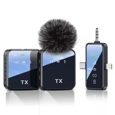 3 in 1 Microphone for iPhone/Android/Camera, Wireless Lavalier Microphone, 32...