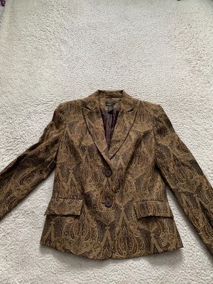 Grace Elements Women Paisley Long Sleeve Lined Peak Blazer Multicolor Size 8