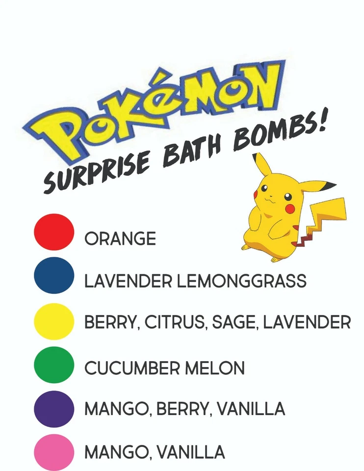 Pokemon Bath Bombs Pack of 6 Toy Inside Bath Bombs Toy Bath Bombs for Kids - Image 2 of 2