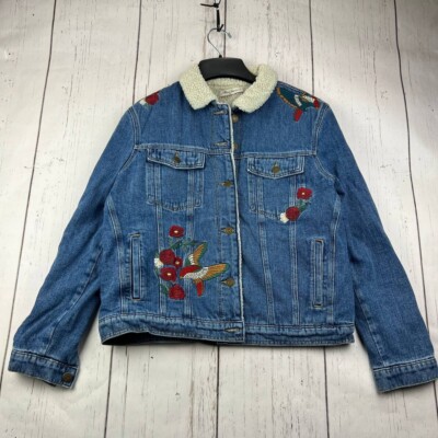 Mavi Small Cropped Fit Stretchable Faux Fur Sherpa Denim Jeans Jacket Women New