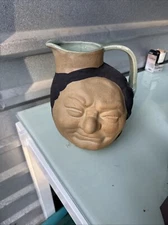 Mid Century Pottery Face Jug Pitcher Neiman Markus Moon Face