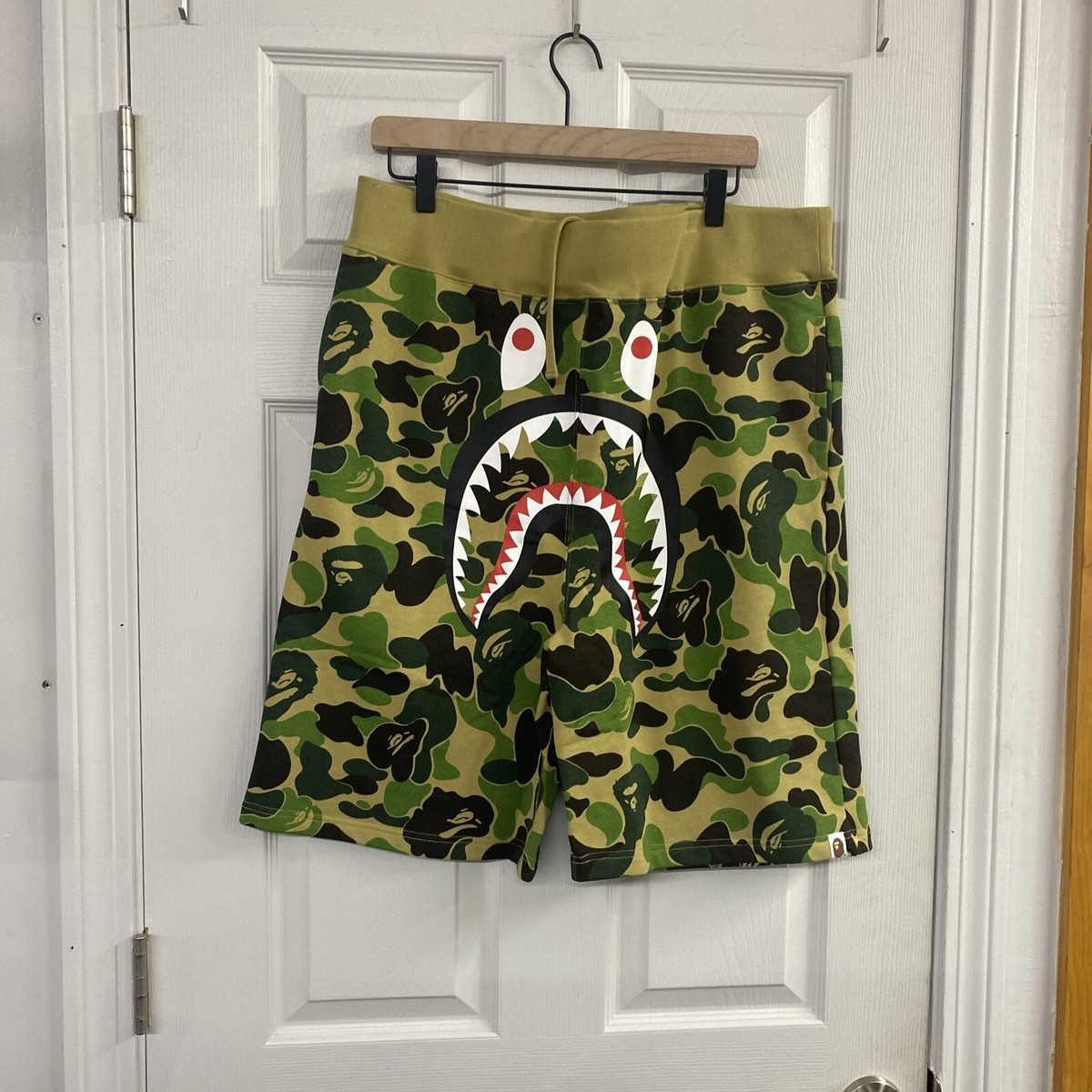 Bape ABC Camo Shark Sweat Shorts, Green XL | eBay