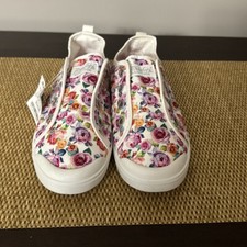Blowfish Malibu Kids Size 5 Floral Canvas Raw Seams Slip On Sneakers Shoes