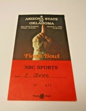 1983 FIESTA BOWL NCAA FOOTBALL PRESS PASS ARIZONA STATE V OKLAHOMA CHARLIE JONES