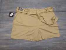 Ava  Viv Womens Plus Size 26W Shorts High Rise Midi Beige Ruffle Belt NWT FLAW