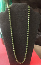 28 IN JADE NECKLACE. Dark Greem. 8mm beads/ Hand Knotted