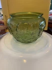 Vintage Anchor Hocking Green Milano Lido Avocado Bowl/Candy Jar VERY RARE