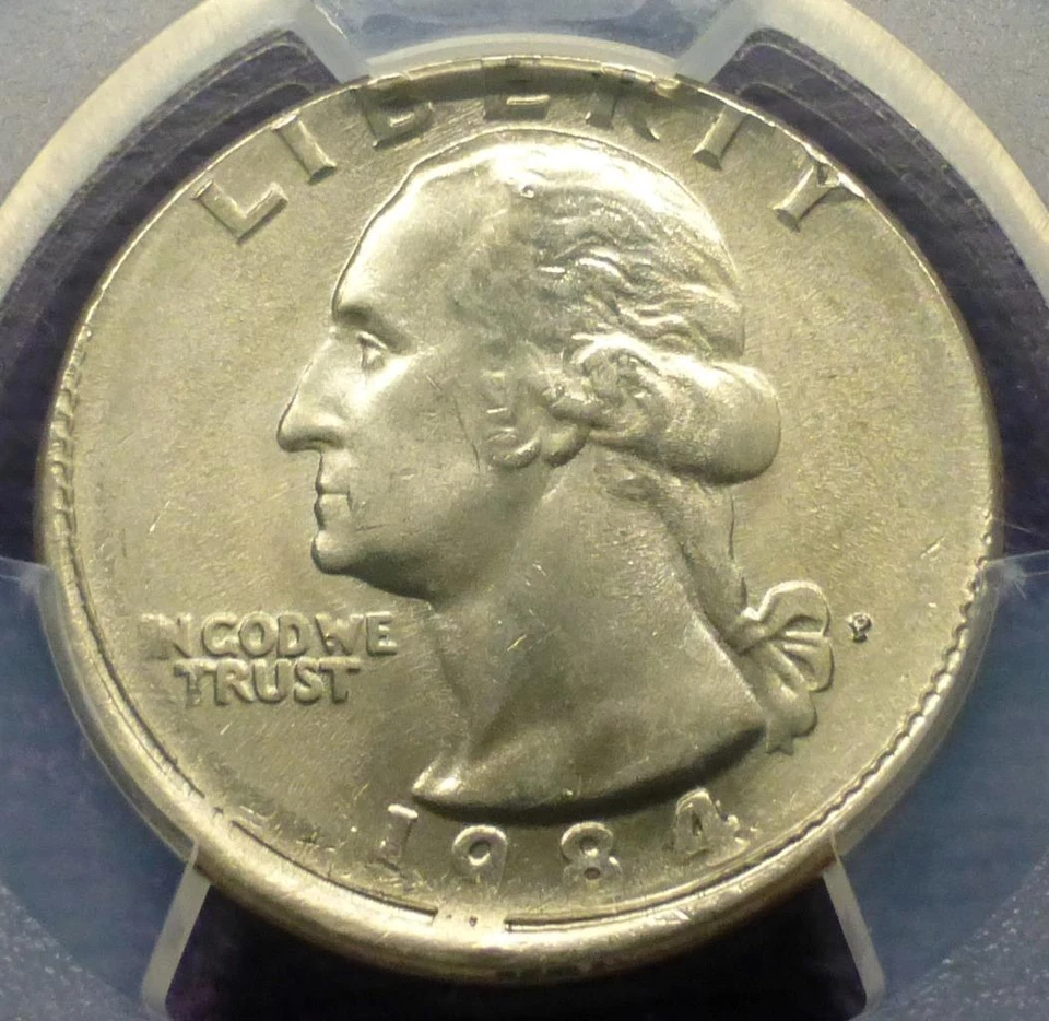 1984 P PCGS MS 62 Struck 2% Off Center Washington Quarter, Mint Error 25C Coin - Image 3 of 4
