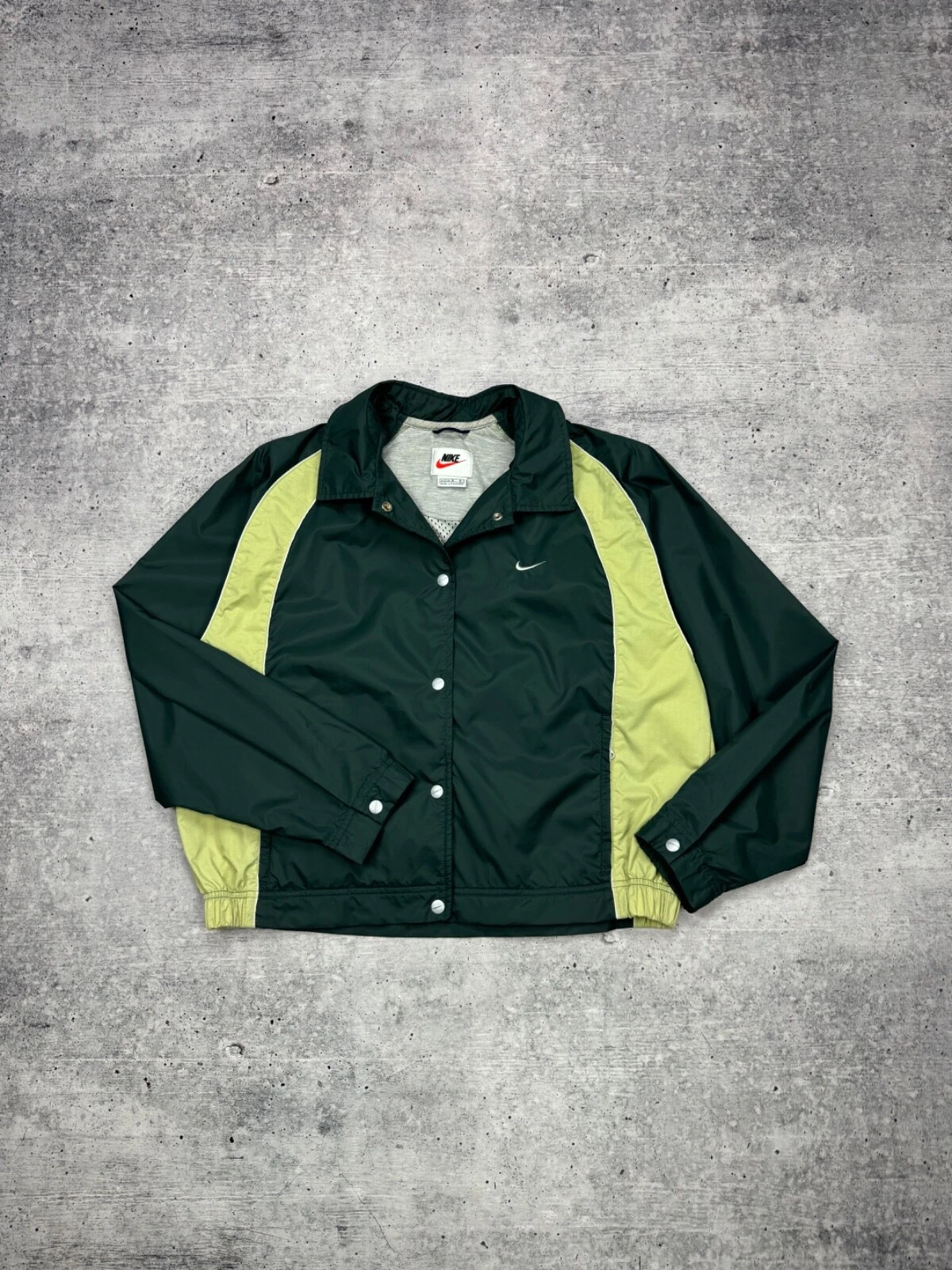 Veste bomber nylon vintage Nike Swoosh logo percé années 90 style Y2K garçon homme XS