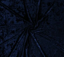 Crushed Panne' Stretch Velvet Navy Blue Polyester/Spandex Fabric byYard D443.11
