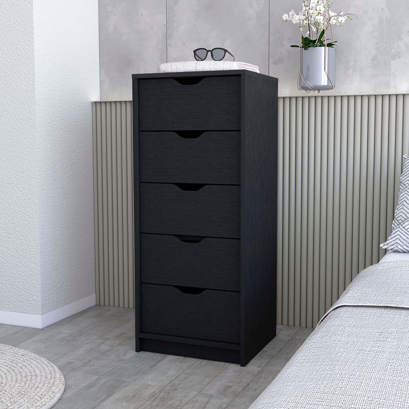 Dillon 5-Drawer Tall Narrow Dresser for Bedroom Storage  