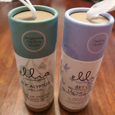 2 Ellia Roll-On Therapeutic Grade Essential Oil  (Eucalyptus and Let Go)