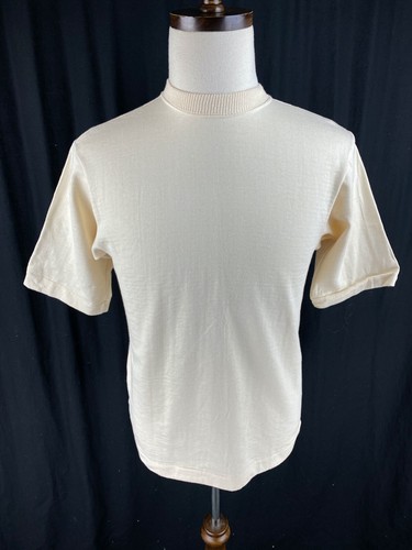 50s 60s Rawlings Heavy Knit Athletic Blank Jersey Shirt Tee Cream Vtg Rare Small