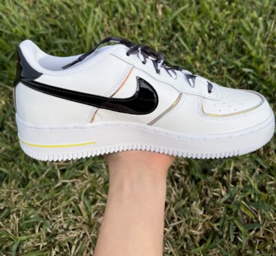 Nike Air Force 1 Low (GS) Fresh White Black Bright Crimson-Size 6.5y  