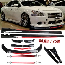 Front Bumper Lip Splitter Spoiler Side Skirt Body Kit Glossy For Nissan Maxima