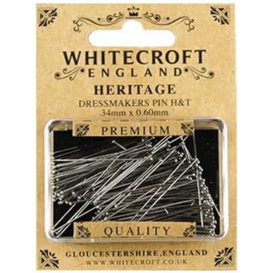 Whitecroft Heritage Dressmaking Pins H&T - 34mm x 0.60mm - Steel Fabric Crafts