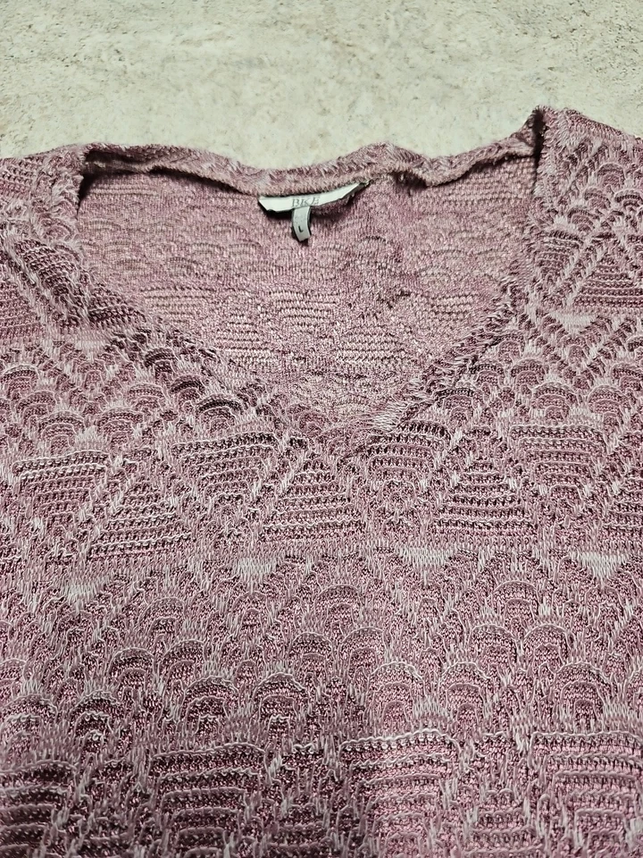 Пряжка совершенно BKE женщин фиолетовый чистый кружевной свитер блузка размер L - Изображение 4 из 4